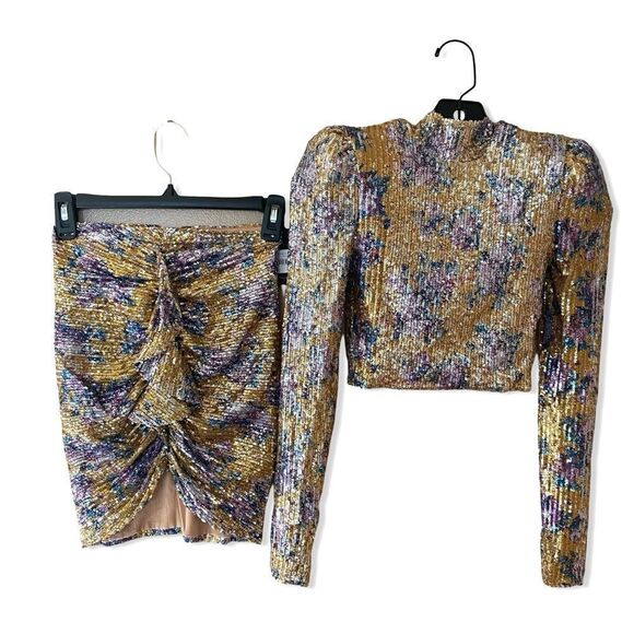 NWT Nookie Forever Set dress sequin two pc crop top mini skirt XS - Picture 5 of 12